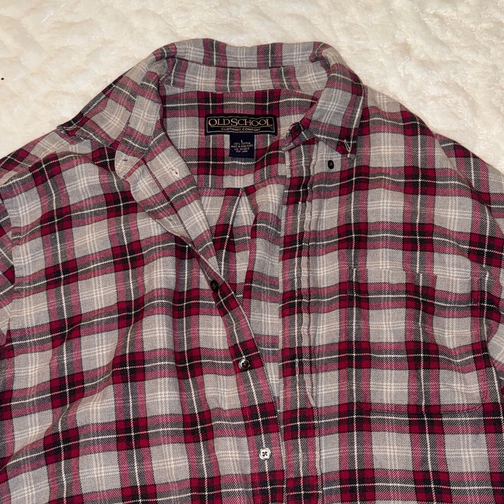 Red and White Plaid Men's Shirt